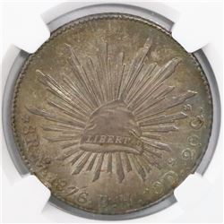 Mexico City, Mexico, cap-and-rays 8 reales, 1876BH, encapsulated NGC MS 63.