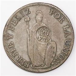 Philippines (under Spain), 8 reales, Ferdinand VII, crowned "F.7.o" countermark (1832-4) on a Lima, 