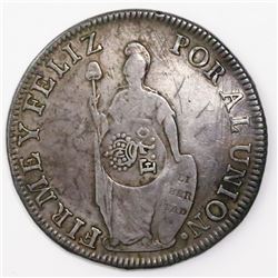 Philippines (under Spain), 8 reales, Ferdinand VII, crowned "F.7.o" countermark (1832-4) on a Lima, 