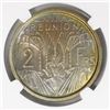 Image 2 : Reunion, copper-nickel essai 2 francs, 1948, encapsulated NGC MS 67, finest known in NGC census.