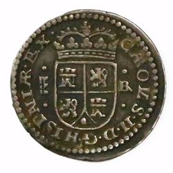 Segovia, Spain, milled 1 real, Charles II, 1686BR, "Maria" type.