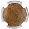 Image 1 : Jubia, Spain, copper 4 maravedis, Isabel II, 1847, encapsulated NGC MS 63 RB.