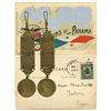 Image 1 : Panama, GOP and Theodore Roosevelt base-metal watch fob plus "Coins of Panama" postcard, early 1900s
