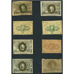 Lot of eight USA (Washington, D.C.), fractional notes, 1862-63.