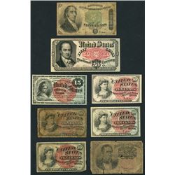 Lot of eight USA (Washington, D.C.), fractional notes, 1863-64.
