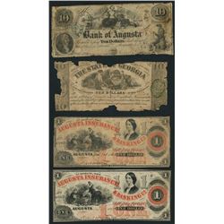 Lot of four Georgia notes, 1858-64
