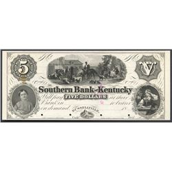 Russellville, Kentucky, Southern Bank of Kentucky, 5 dollars front proof, ND (1850s-1860s), no overp