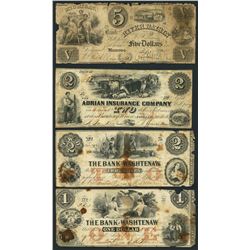 Lot of four Michigan notes, 1841-54.