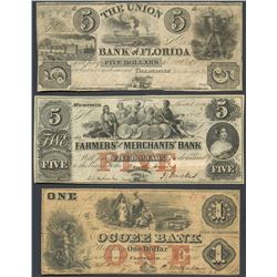 Lot of three obsolete notes, 1836-60.