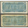 Image 2 : Lot of two Richmond, CSA, $50, 17-2-1864, plate Ax, 3rd series, with red tints.