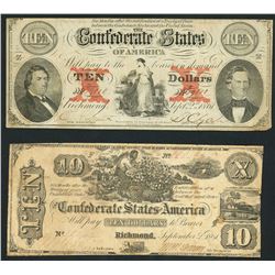 Lot of two Richmond, CSA, $10, 2-9-1861.