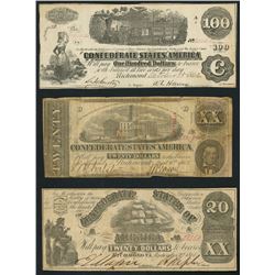 Lot of fifteen Richmond, CSA notes, 1861-63.