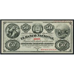 Buenos Aires, Argentina, Banco Nacional, specimen 50 centavos fuertes, 1-8-1873.
