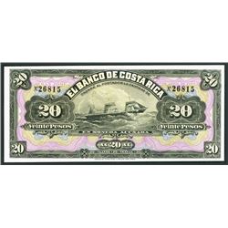 San Jose, Costa Rica, Banco de Costa Rica, remainder 20 pesos, 1-4-1899, certified PMG Choice UNC 64