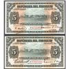 Image 1 : Lot of two Asuncion, Paraguay, Banco de la Republica, 5 pesos fuertes, 25-10-1923.
