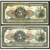 Image 1 : Lot of two Peru, Banco Central, 50 soles oro, ND (1935) overprinted on Peru, Banco de Reserve, 5 Lib