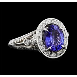 2.69 ctw Tanzanite and Diamond Ring - 18KT White Gold