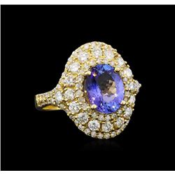 14KT Yellow Gold 2.05 ctw Tanzanite and Diamond Ring