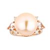 Image 1 : Pearl, Morganite and Diamond Ring - 14KT Rose Gold