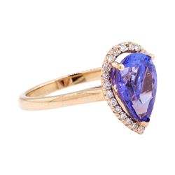 2.97 ctw Tanzanite And Diamond Ring - 14KT Rose Gold