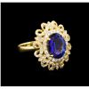 Image 1 : 4.12 ctw Tanzanite and Diamond Ring - 14KT Yellow Gold