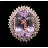 Image 2 : 14KT Rose Gold 39.46 ctw GIA Certified Kunzite and Diamond Ring