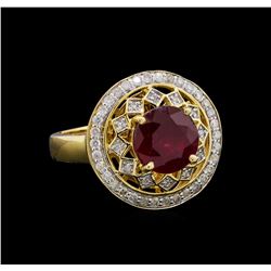 3.77 ctw Ruby and Diamond Ring - 14KT Yellow Gold