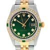 Image 1 : Rolex Mens Two Tone Green String Diamond & Emerald Datejust Wristwatch