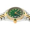 Image 2 : Rolex Mens Two Tone Green String Diamond & Emerald Datejust Wristwatch