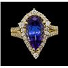 Image 2 : 3.90 ctw Tanzanite and Diamond Ring - 14KT Yellow Gold