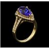 Image 4 : 3.90 ctw Tanzanite and Diamond Ring - 14KT Yellow Gold