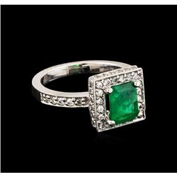 14KT White Gold 0.25 ctw Emerald and Diamond Ring