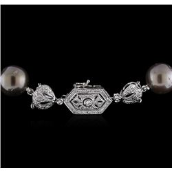 Cultured Pearl and Diamond Necklace - 14KT White Gold