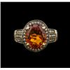 Image 2 : 14KT Yellow Gold 5.53 ctw Citrine and Brown Diamond Ring