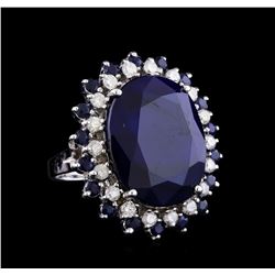 30.22 ctw Sapphire and Diamond Ring - 14KT White Gold