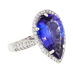 7.38 ctw Tanzanite and Diamond Ring - Platinum