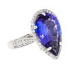 Image 1 : 7.38 ctw Tanzanite and Diamond Ring - Platinum