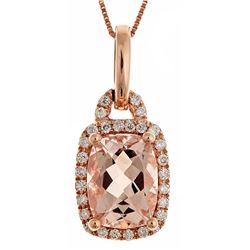 1.97 ctw Morganite and Diamond Pendant - 14KT Rose Gold