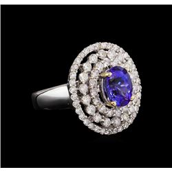 18KT White Gold 2.42 ctw Tanzanite and Diamond Ring