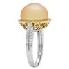 Image 3 : 0.42 ctw Yellow and White Diamond and Pearl Ring - 18KT White and Yellow Gold