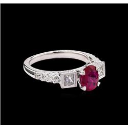 1.06 ctw Ruby and Diamond Ring - 18KT White Gold