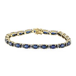 10.00 ctw Sapphire and Diamond Bracelet - 14KT Yellow Gold