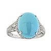 Image 1 : 4.67 ctw Turquoise and Diamond Ring - 14KT White Gold