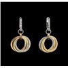 Image 1 : 0.51 ctw Diamond Earrings - 14KT Tri Color Gold