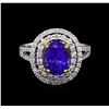 Image 2 : 14KT White and Yellow Gold 3.20 ctw Tanzanite and Diamond Ring