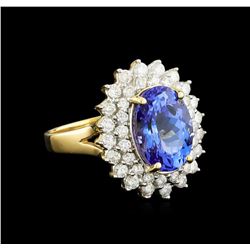 14KT Yellow Gold 4.07 ctw Tanzanite and Diamond Ring