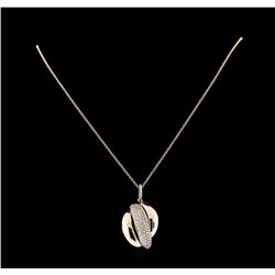 0.93 ctw Diamond Pendant With Chain - 14KT Rose and White Gold