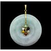 Image 1 : Carved Nephrite Jade Circle and Multi-Color Jade Pendant - 14KT Yellow Gold