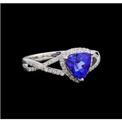 1.38 ctw Tanzanite and Diamond Ring - 14KT White Gold