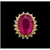 Image 2 : 17.87 ctw Ruby and Diamond Ring - 14KT Yellow Gold